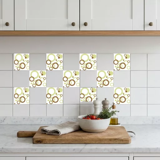 MT129 öntapadós design csempematrica fehér alap 4db/szett15x15cm
