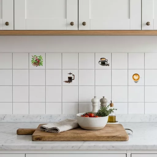 Kávéház konyhai csempematrica szett (4 db) – 15×15 cm
