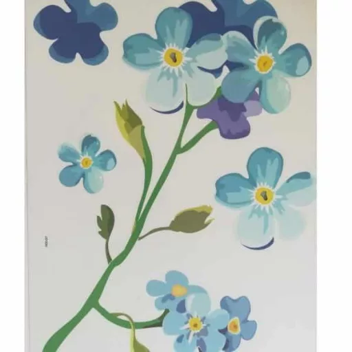 Kék virágmintás dekorációs falmatrica 32x69cm
