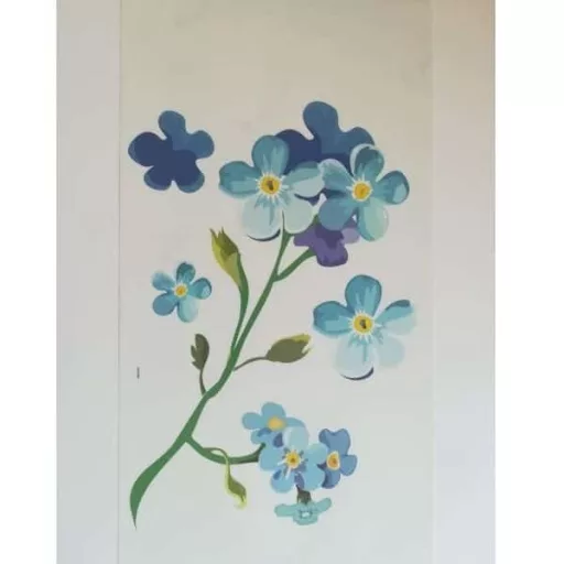 Kék virágmintás dekorációs falmatrica 32x69cm
